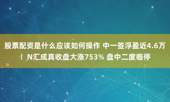 股票配资是什么应该如何操作 中一签浮盈近4.6万！N汇成真收盘大涨753% 盘中二度临停